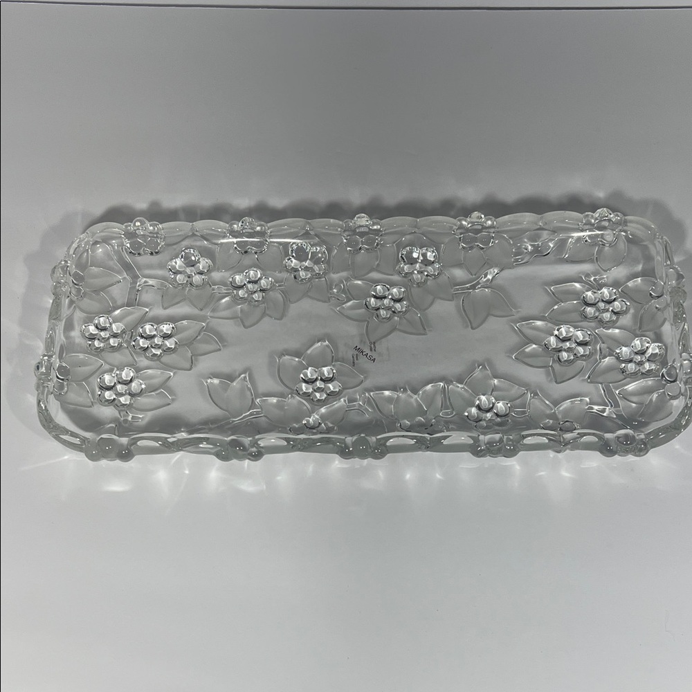 Mikasa West Germany Clear Serving Dish/Tray Floral Walther Crystal - Picture 3 of 5
